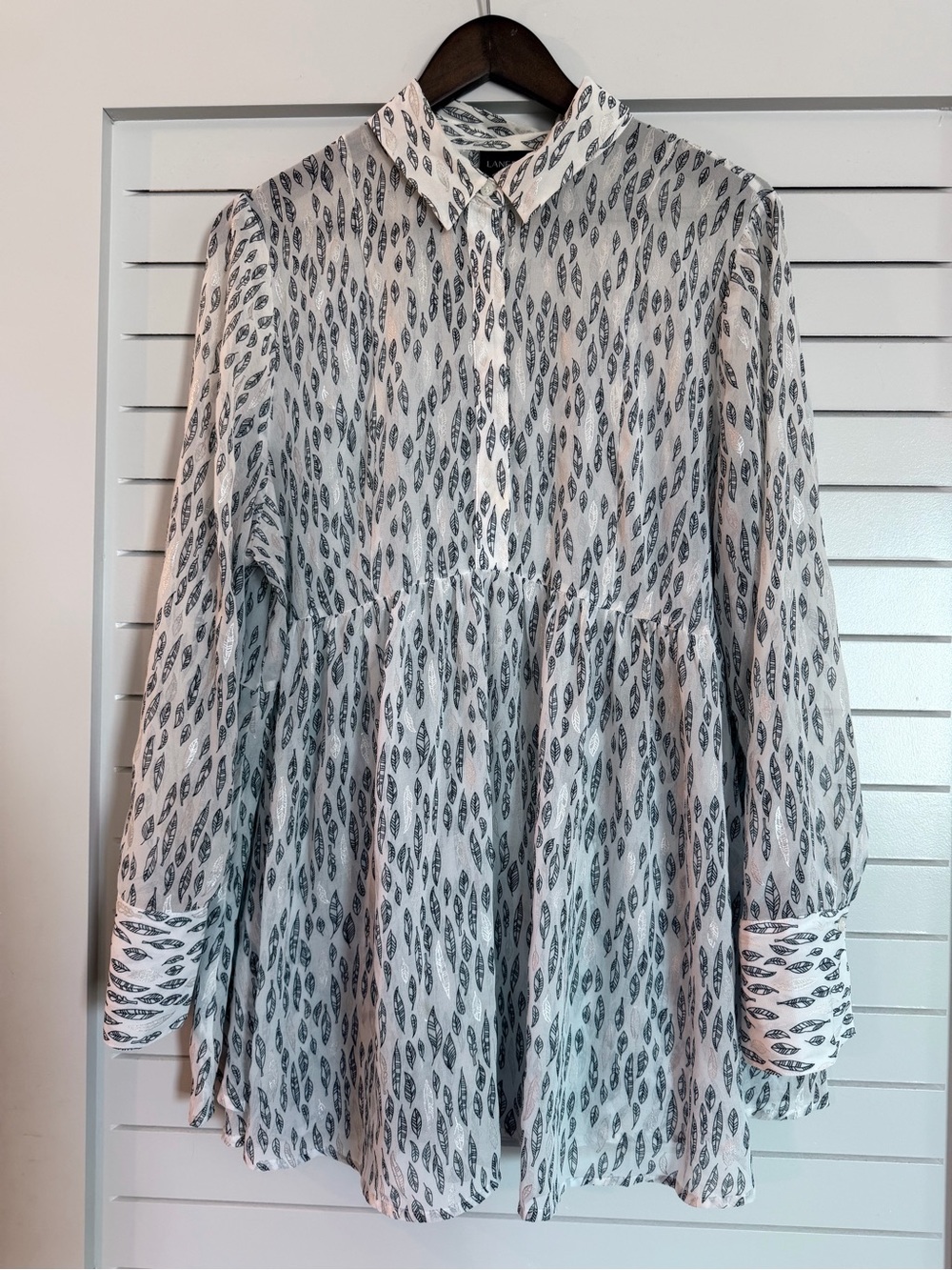 Lane Bryant White and Black Printed Button-Front Tunic